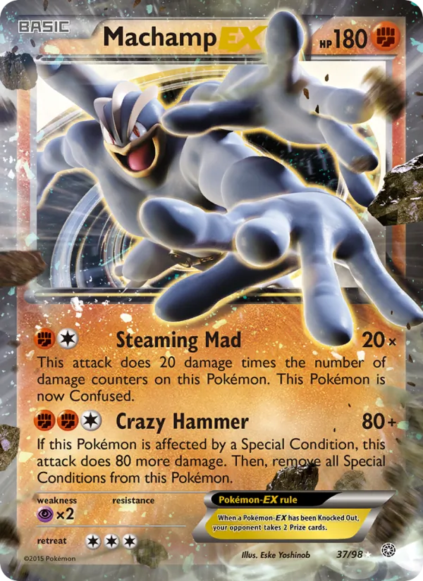 Kaart Machamp EX uit Ancient Origins, nummer 37/98