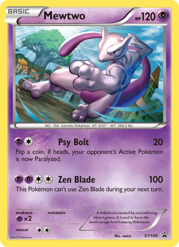 Kartu Mewtwo dari XY Black Star Promos, nomor XY100/211
