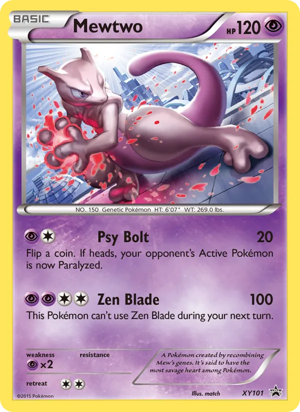 Kartu Mewtwo dari XY Black Star Promos, nomor XY101/211