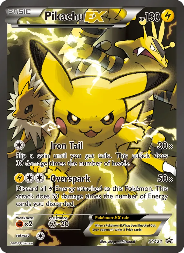 Kartu Pikachu EX dari XY Black Star Promos, nomor XY124/211