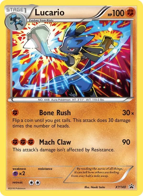 Lucario card from XY Black Star Promos, number XY140/211