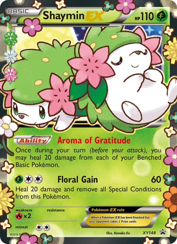 Shaymin EX card from XY Black Star Promos, number XY148/211