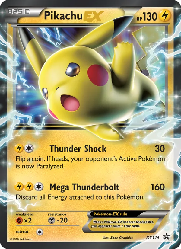 Kartu Pikachu-EX dari XY Black Star Promos, nomor XY174/211