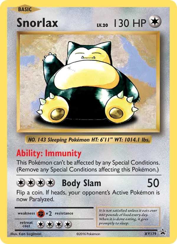Snorlax card from XY Black Star Promos, number XY179/211
