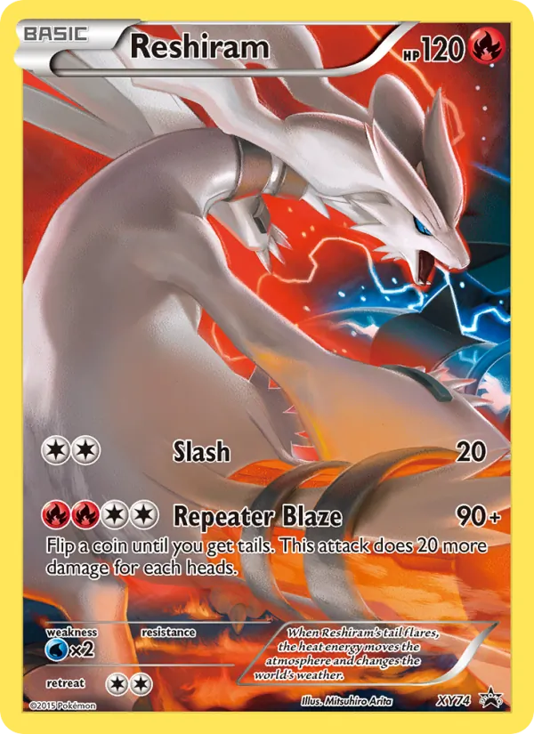 Reshiram card from XY Black Star Promos, number XY74/211