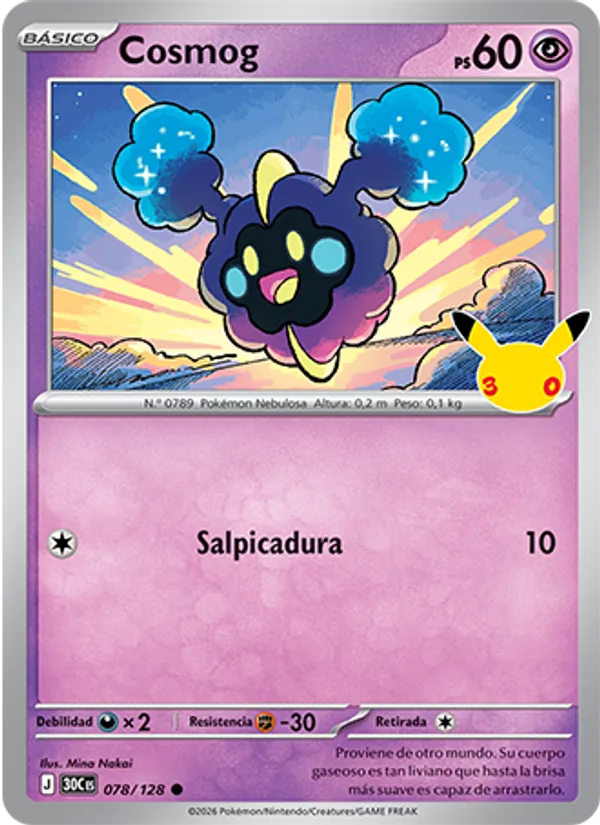 Carta Cosmog de la expansión Celebración 30.º Aniversario, número 078/128