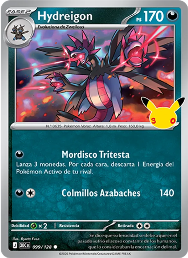 Carta Hydreigon de la expansión Celebración 30.º Aniversario, número 099/128
