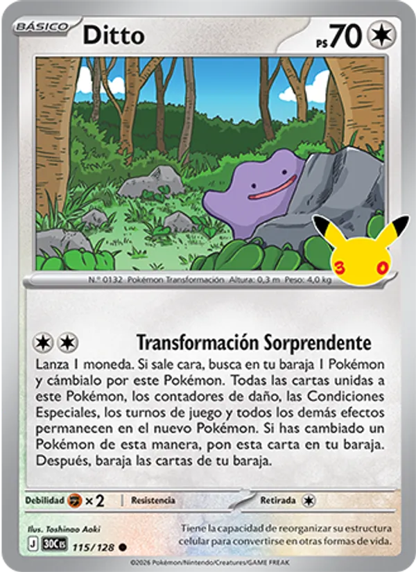 Carta Ditto de la expansión Celebración 30.º Aniversario, número 115/128