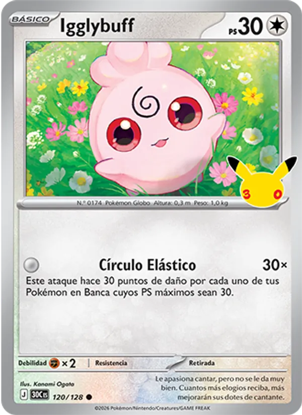 Carta Igglybuff de la expansión Celebración 30.º Aniversario, número 120/128