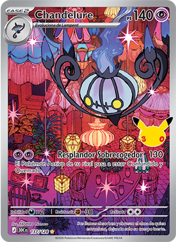 Carta Chandelure de la expansión Celebración 30.º Aniversario, número 137/128