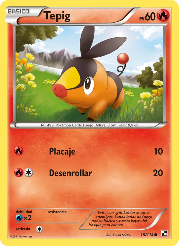 Carta Tepig de la expansión Negro y Blanco, número 15/114