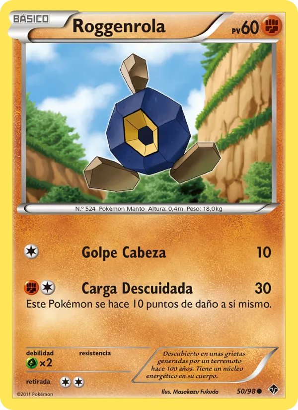 Carta Roggenrola de la expansión Fuerzas Emergentes, número 50/98