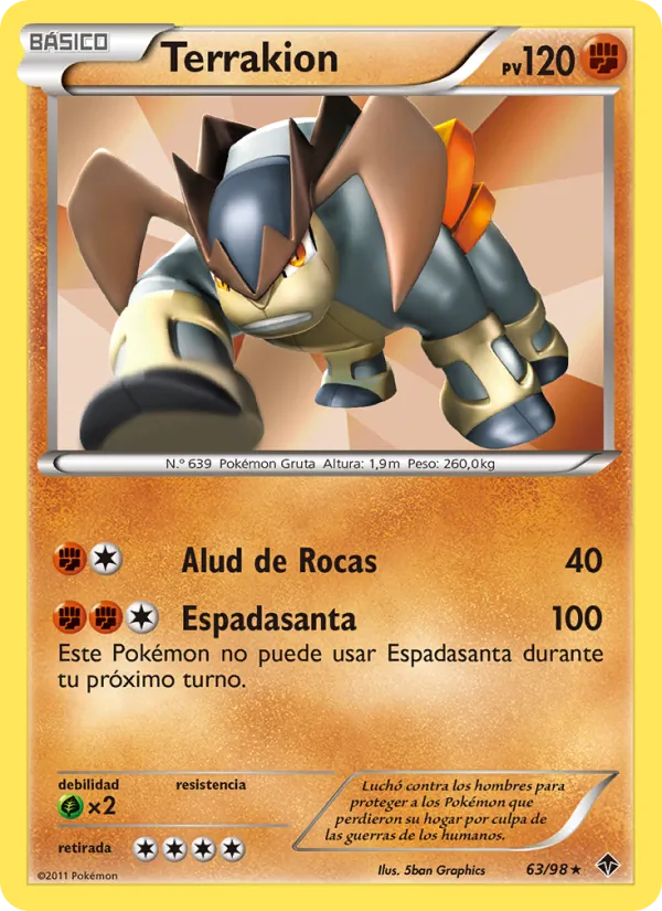 Carta Terrakion de la expansión Fuerzas Emergentes, número 63/98