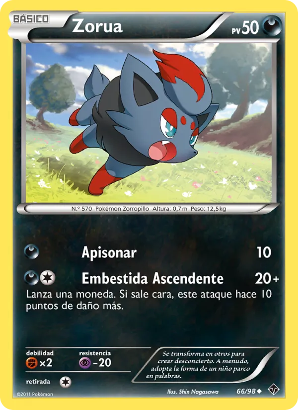 Carta Zorua de la expansión Fuerzas Emergentes, número 66/98