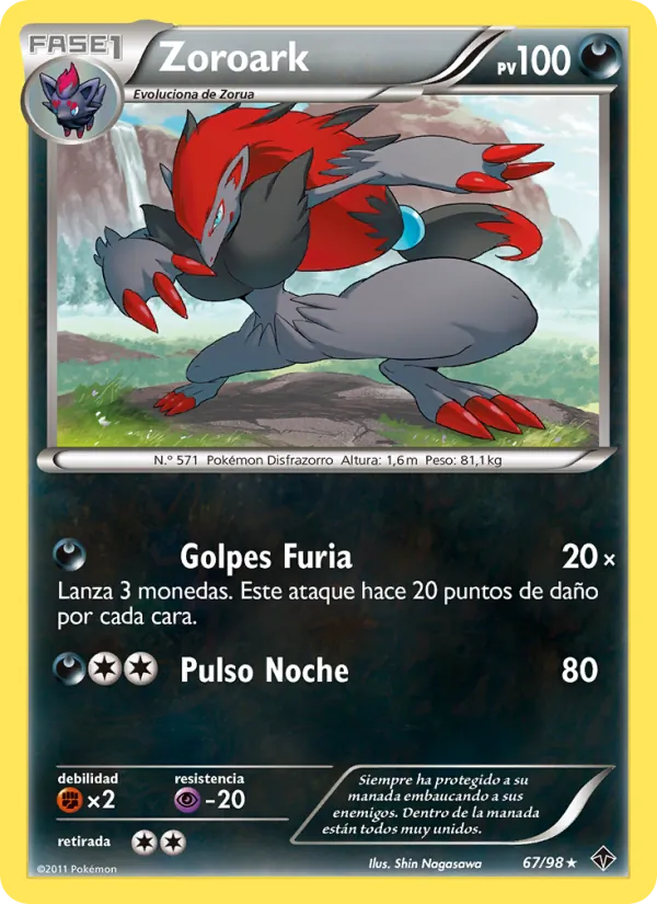 Carta Zoroark de la expansión Fuerzas Emergentes, número 67/98