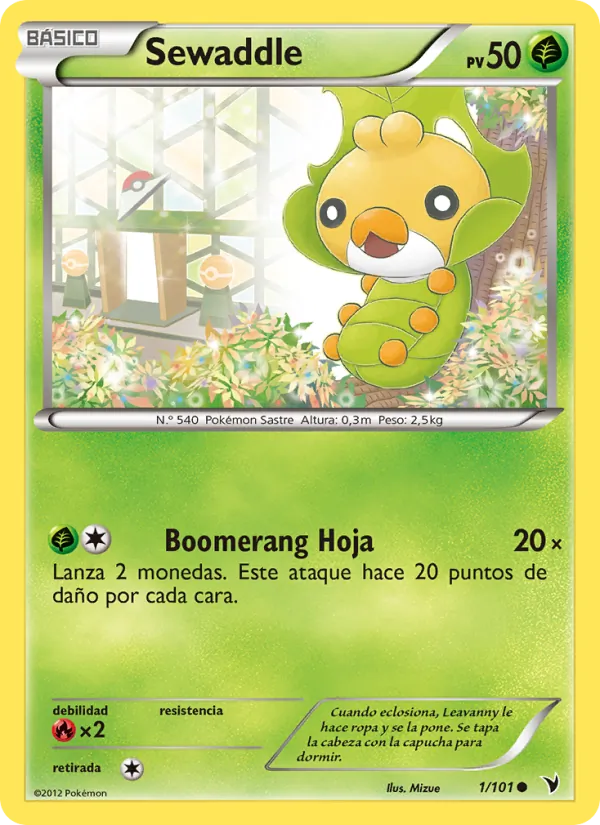 Carta Sewaddle de la expansión Nobles Victorias, número 1/101