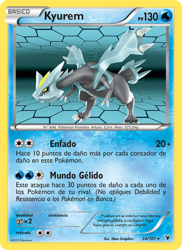 Carta Kyurem de la expansión Nobles Victorias, número 34/101