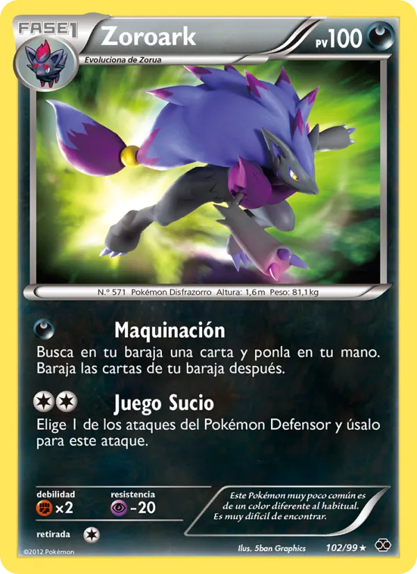 Carta Zoroark de la expansión Próximos Destinos, número 102/99