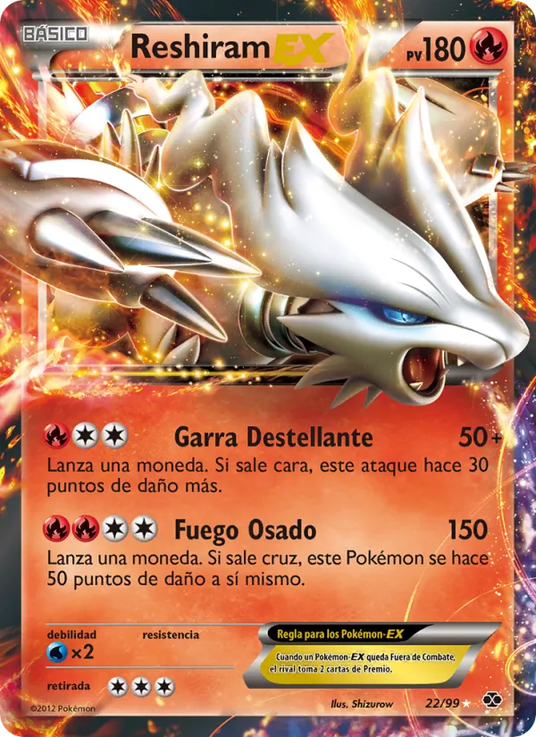 Carta Reshiram-EX de la expansión Próximos Destinos, número 22/99