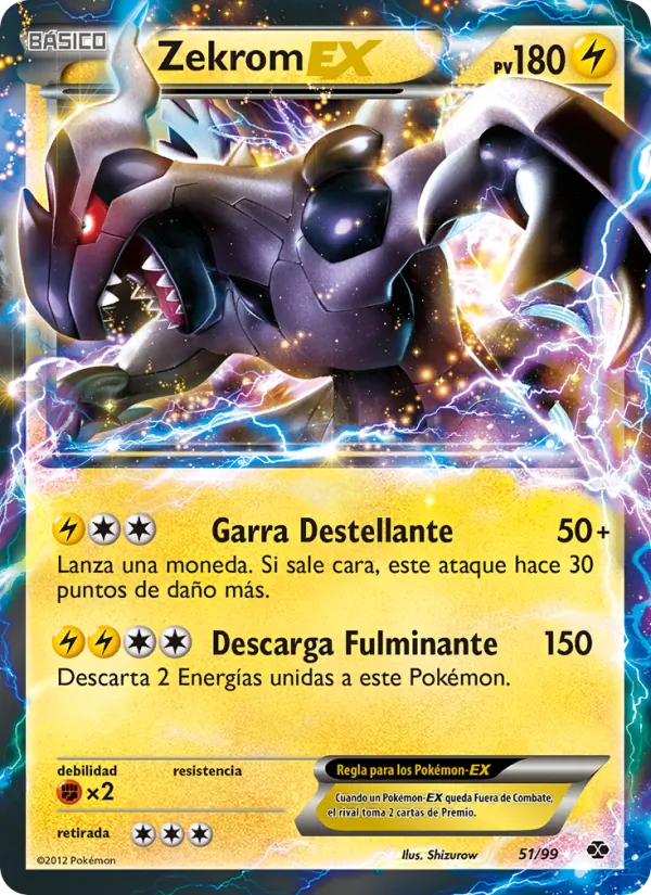 Carta Zekrom-EX de la expansión Próximos Destinos, número 51/99