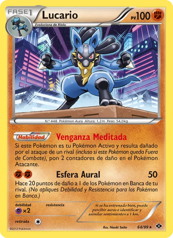 Carta Lucario de la expansión Próximos Destinos, número 64/99