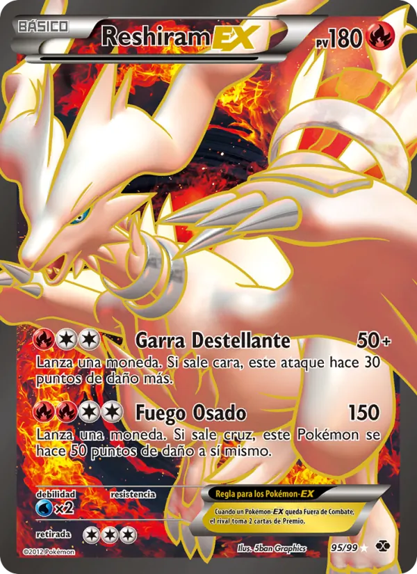 Carta Reshiram-EX de la expansión Próximos Destinos, número 95/99