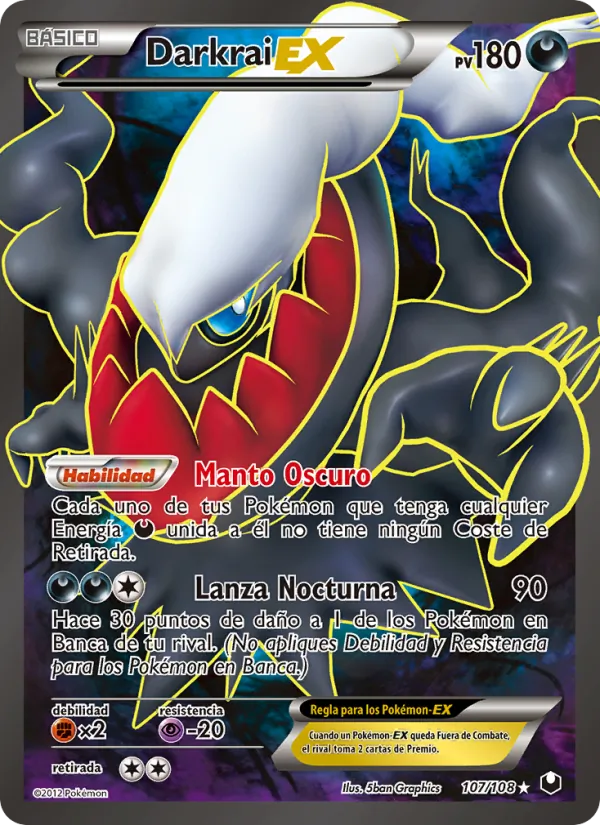 Carta Darkrai-EX de la expansión Oscuros Exploradores, número 107/108