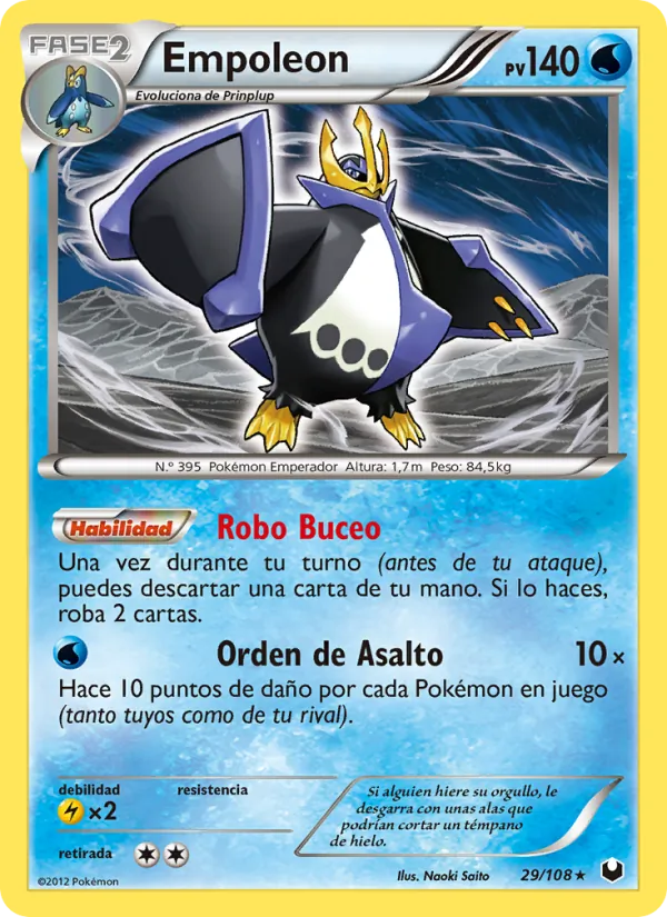 Carta Empoleon de la expansión Oscuros Exploradores, número 29/108