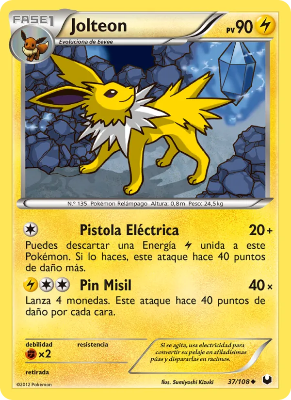 Carta Jolteon de la expansión Oscuros Exploradores, número 37/108