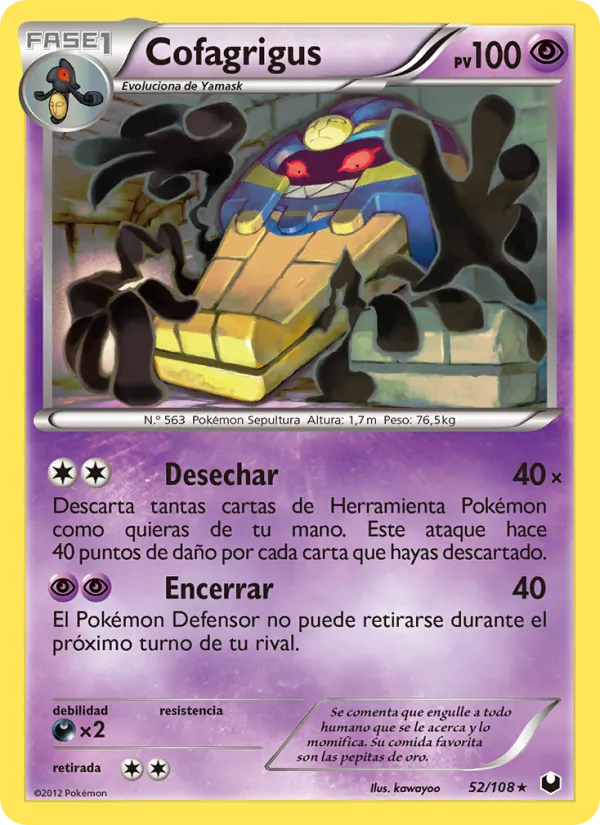 Carta Cofagrigus de la expansión Oscuros Exploradores, número 52/108