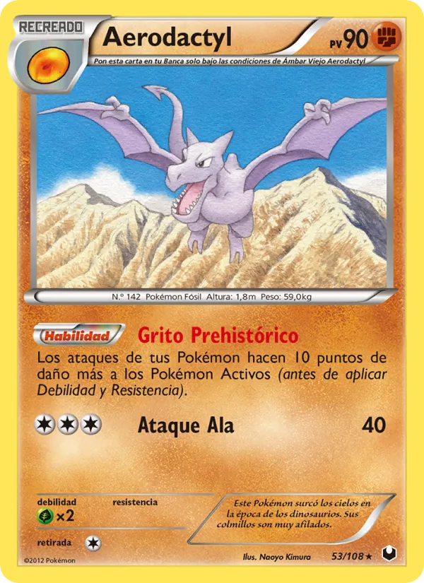 Carta Aerodactyl de la expansión Oscuros Exploradores, número 53/108
