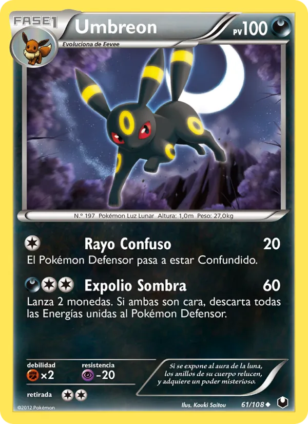 Carta Umbreon de la expansión Oscuros Exploradores, número 61/108