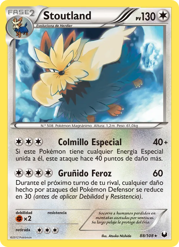 Carta Stoutland de la expansión Oscuros Exploradores, número 88/108