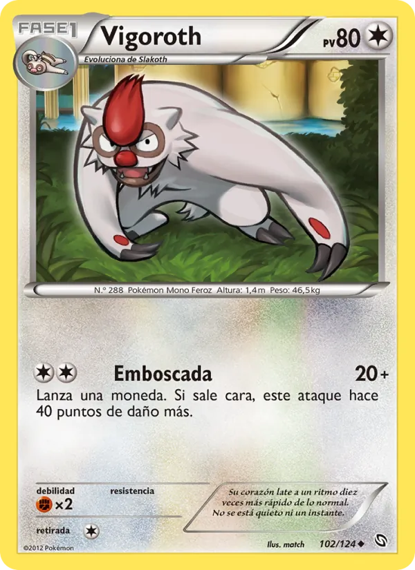 Carta Vigoroth de la expansión Dragones Majestuosos, número 102/124