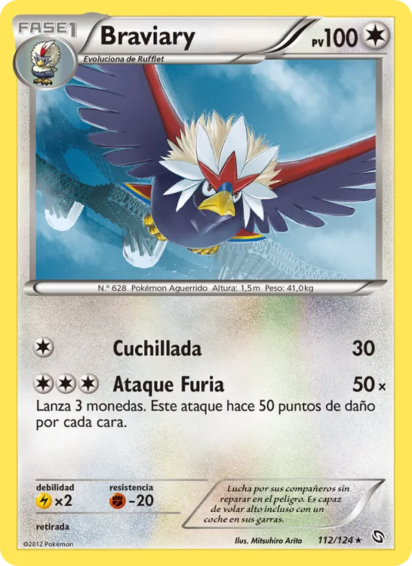 Carta Braviary de la expansión Dragones Majestuosos, número 112/124