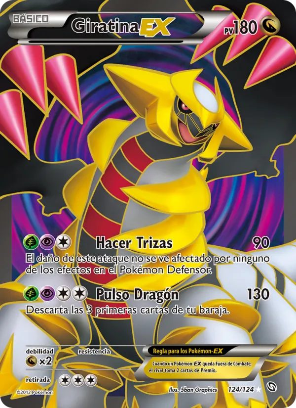 Carta Giratina-EX de la expansión Dragones Majestuosos, número 124/124