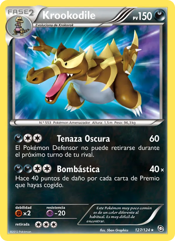Carta Krookodile de la expansión Dragones Majestuosos, número 127/124