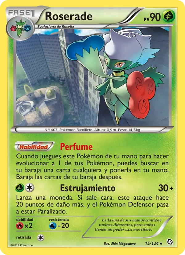 Carta Roserade de la expansión Dragones Majestuosos, número 15/124