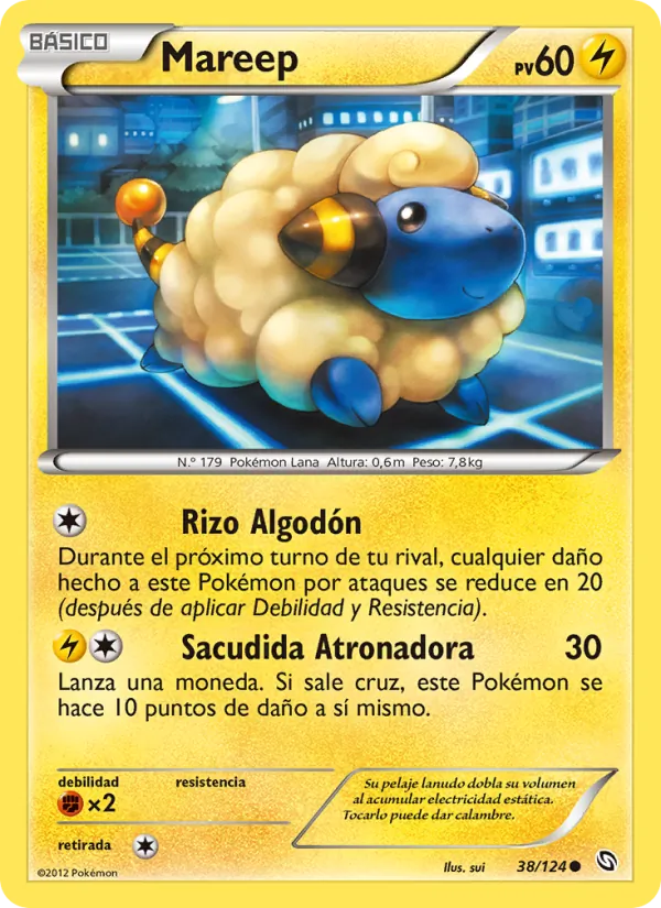 Carta Mareep de la expansión Dragones Majestuosos, número 38/124