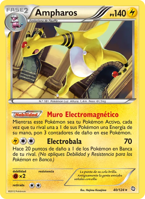 Carta Ampharos de la expansión Dragones Majestuosos, número 40/124