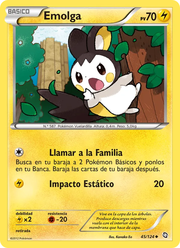 Carta Emolga de la expansión Dragones Majestuosos, número 45/124
