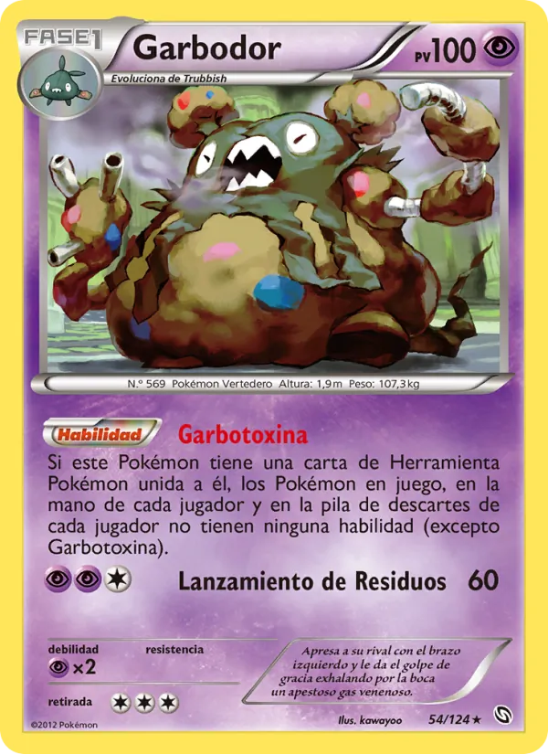Carta Garbodor de la expansión Dragones Majestuosos, número 54/124