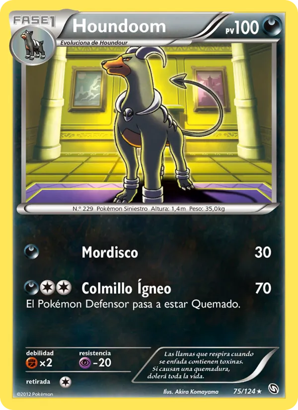 Carta Houndoom de la expansión Dragones Majestuosos, número 75/124