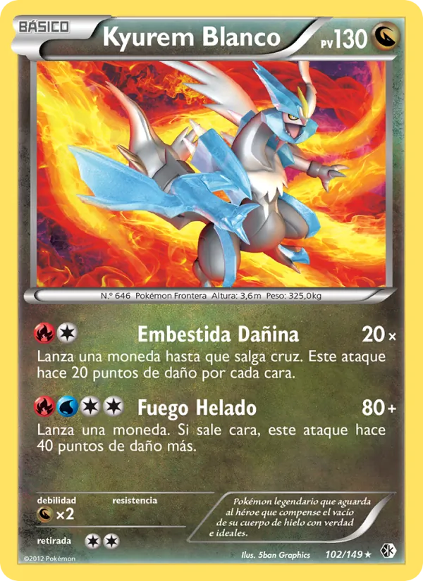 Carta Kyurem Blanco de la expansión Fronteras Cruzadas, número 102/149