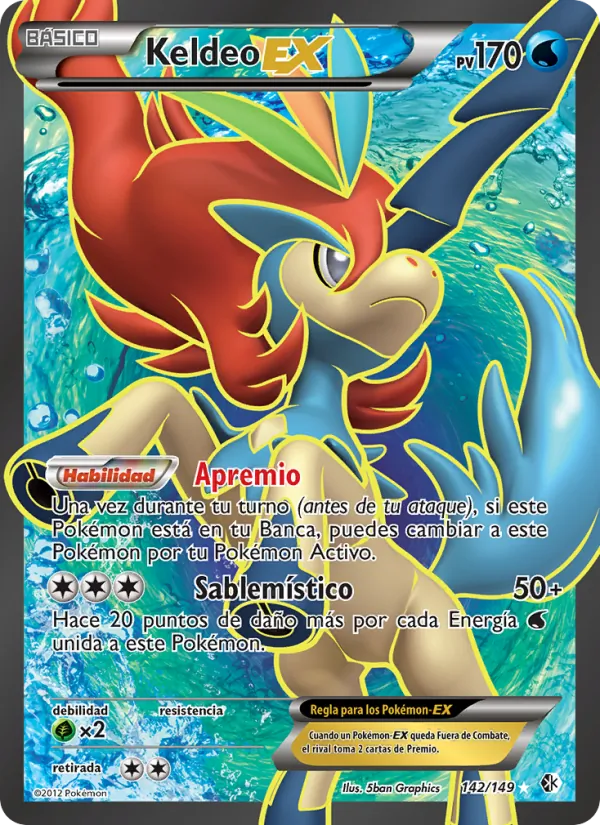Carta Keldeo-EX de la expansión Fronteras Cruzadas, número 142/149