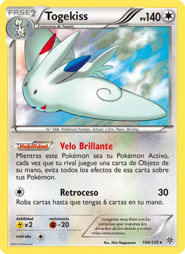 Carta Togekiss de la expansión Tormenta Plasma, número 104/135