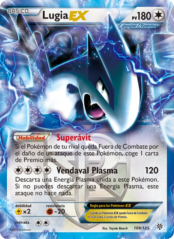 Carta Lugia-EX de la expansión Tormenta Plasma, número 108/135