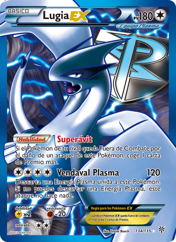 Carta Lugia-EX de la expansión Tormenta Plasma, número 134/135