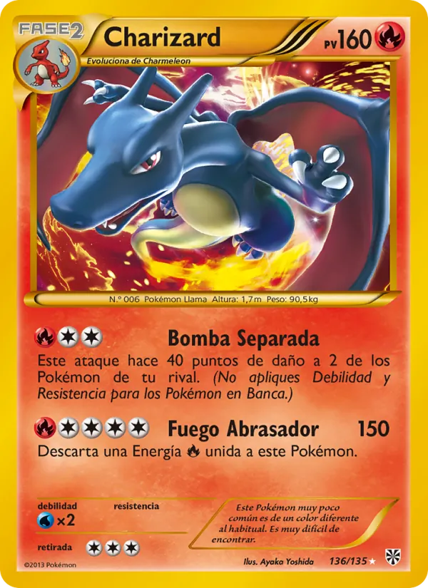 Carta Charizard de la expansión Tormenta Plasma, número 136/135