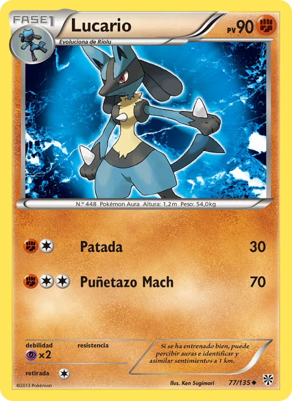 Carta Lucario de la expansión Tormenta Plasma, número 77/135
